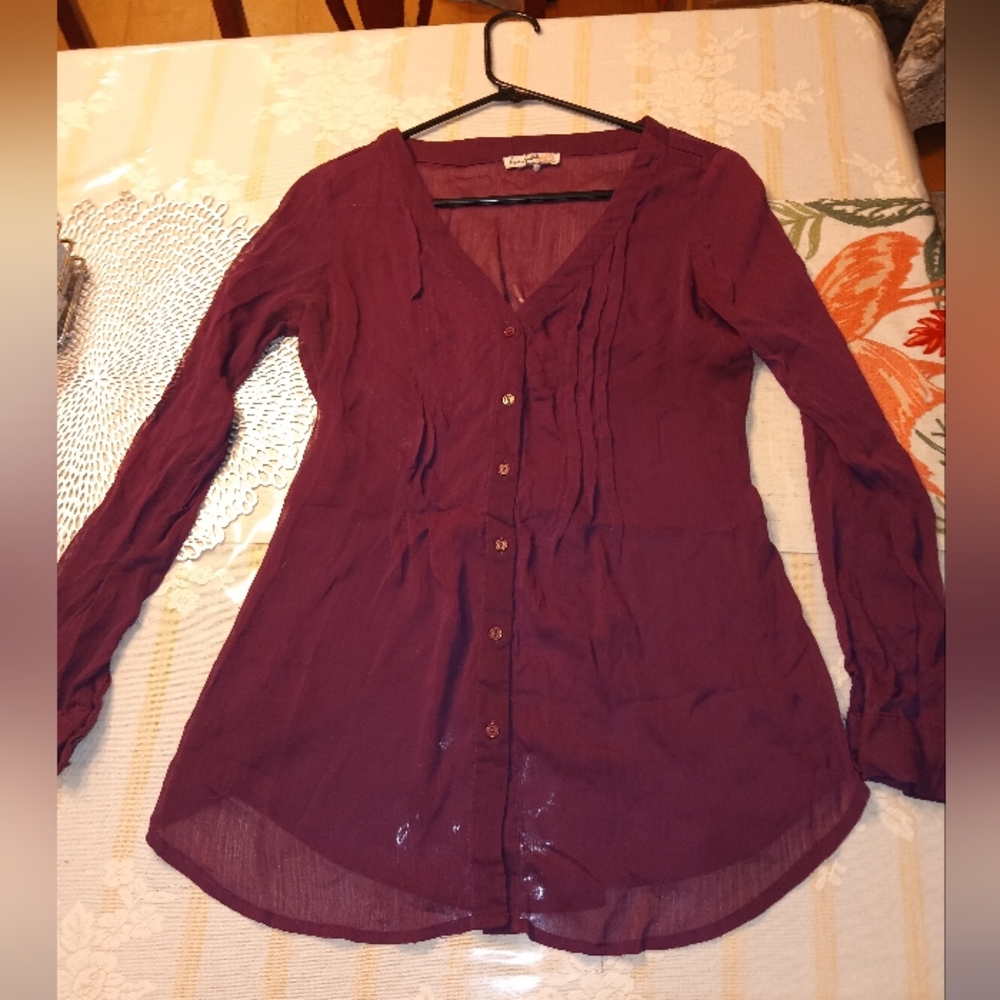 Valleygirl Maroon Button-Down Shirt